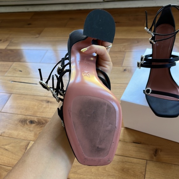 Amina Muaddi Robyn Sandal size 37.5 in black with crystals - Picture 5 of 7